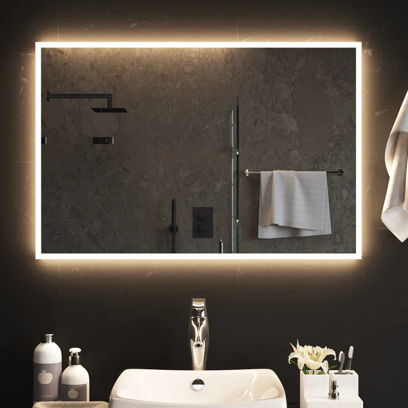 LED vonios veidrodis Skaidrus 90 x 60 cm grūdintas stiklas