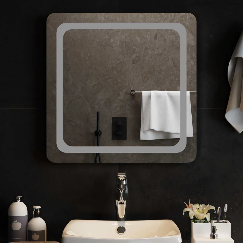 LED vonios veidrodis Skaidrus 60 x 60 cm grūdintas stiklas