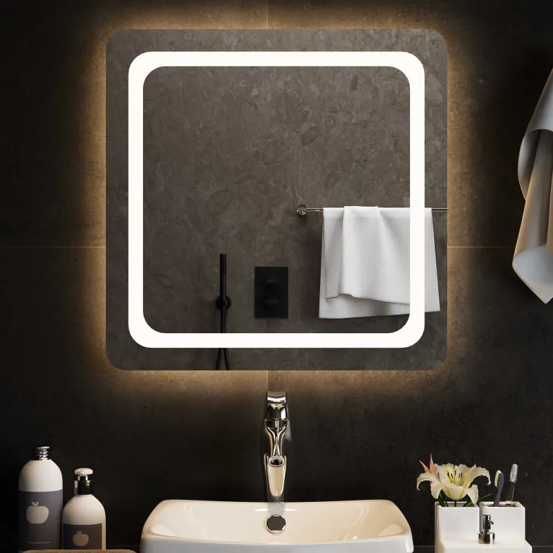 LED vonios veidrodis Skaidrus 60 x 60 cm grūdintas stiklas