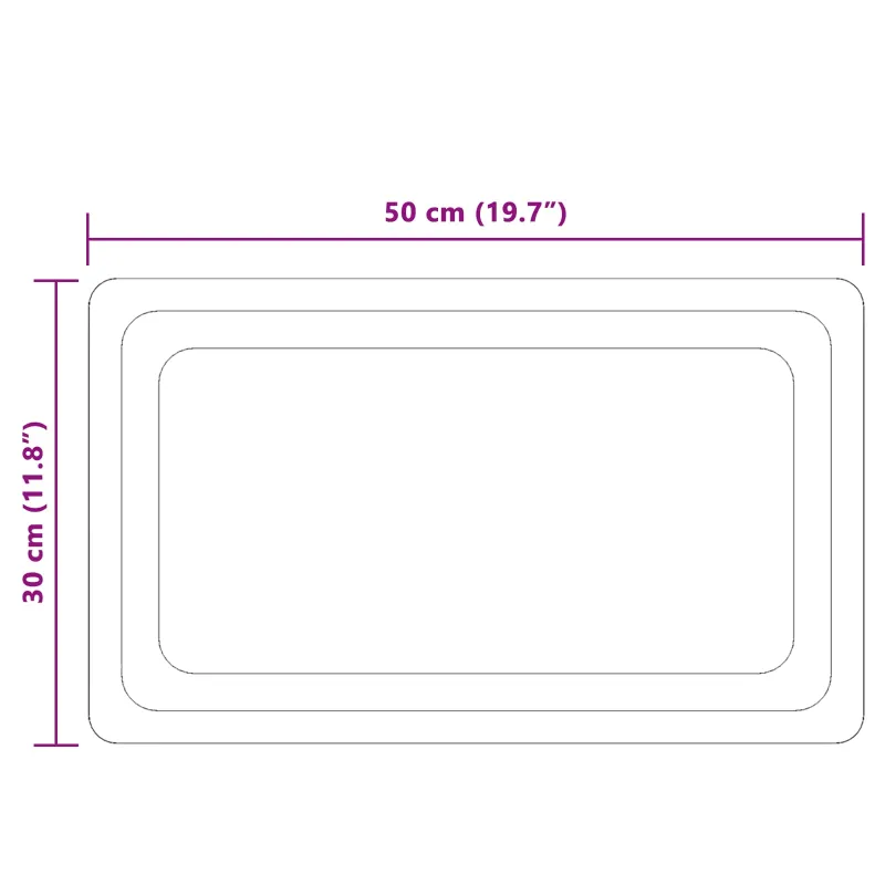 LED vonios veidrodis Skaidrus 50 x 30 cm grūdintas stiklas