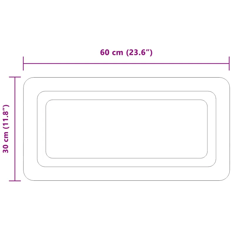 LED vonios veidrodis Skaidrus 60 x 30 cm grūdintas stiklas