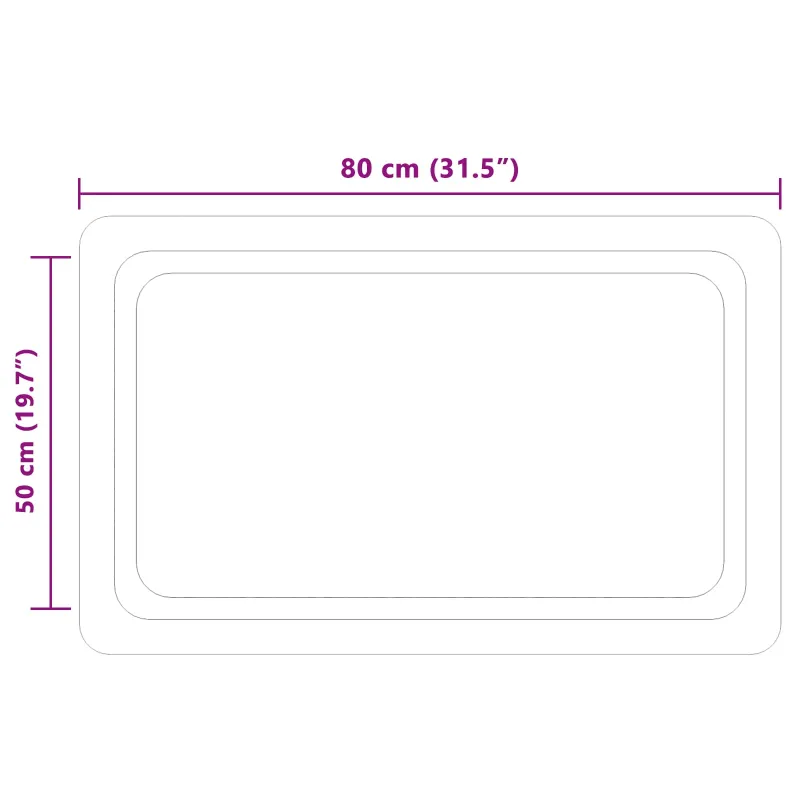 LED vonios veidrodis Skaidrus 80 x 50 cm grūdintas stiklas