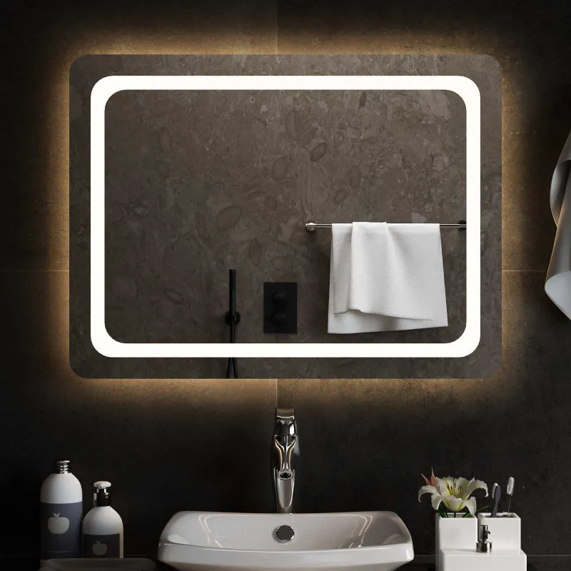 LED vonios veidrodis Skaidrus 80 x 60 cm grūdintas stiklas