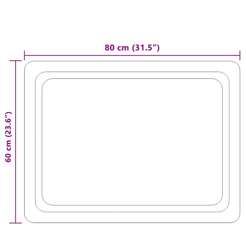 LED vonios veidrodis Skaidrus 80 x 60 cm grūdintas stiklas