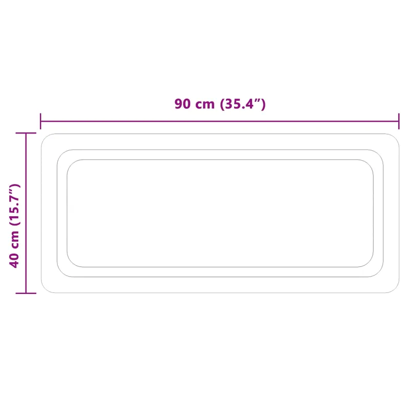 LED vonios veidrodis Skaidrus 90 x 40 cm grūdintas stiklas
