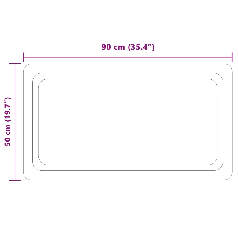 LED vonios veidrodis Skaidrus 90 x 50 cm grūdintas stiklas
