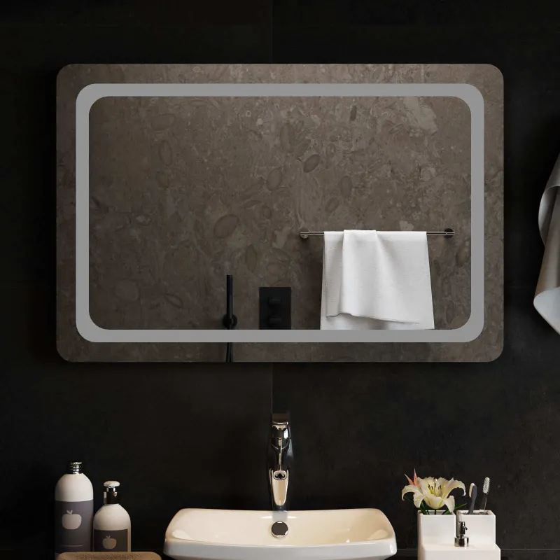 LED vonios veidrodis Skaidrus 90 x 60 cm grūdintas stiklas
