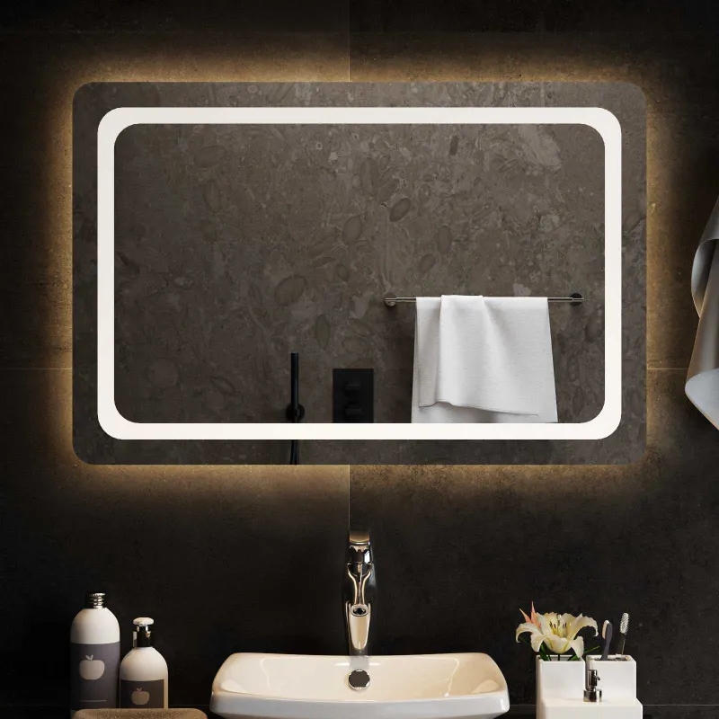 LED vonios veidrodis Skaidrus 90 x 60 cm grūdintas stiklas