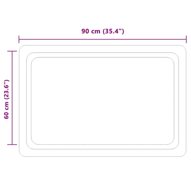 LED vonios veidrodis Skaidrus 90 x 60 cm grūdintas stiklas