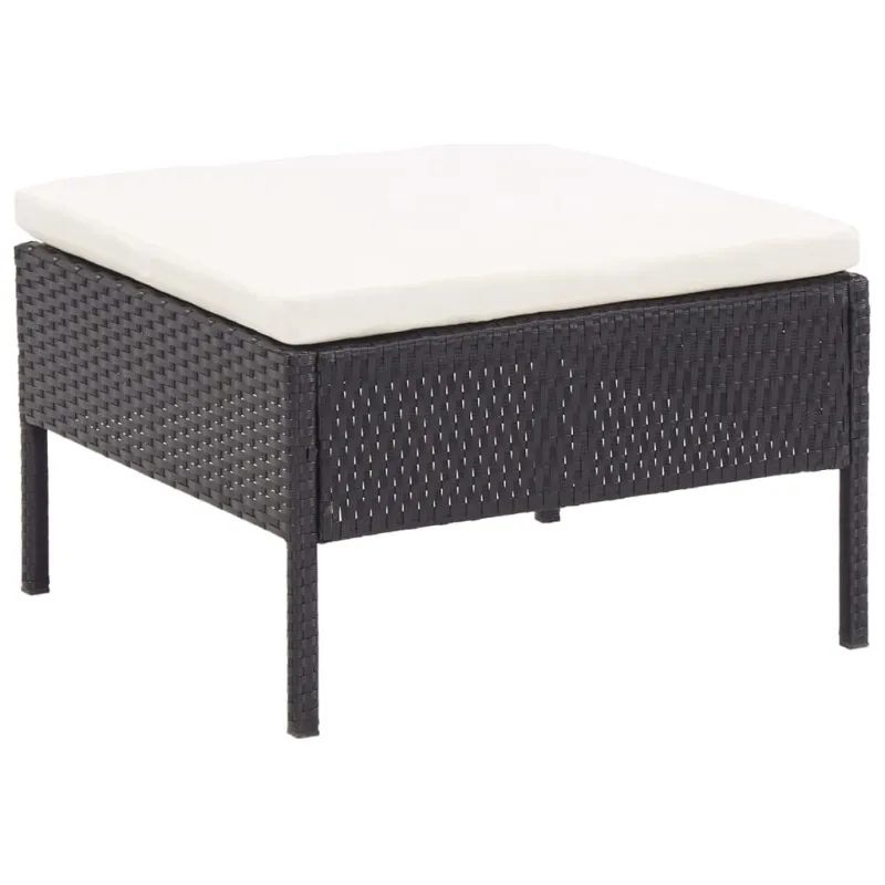 Lepoistopaketti tyynyine, 8-osainen, musta, rattan