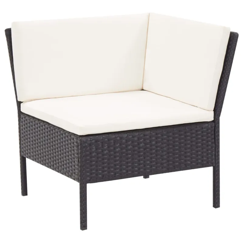 Sodo kompletti, 3 osaa, musta, rattan-tyylinen, tyynyt mukana