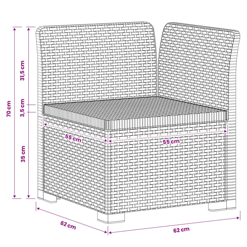 1-Vietis Sodo Sofas, Atrodo kaip Ratano PP Ruda