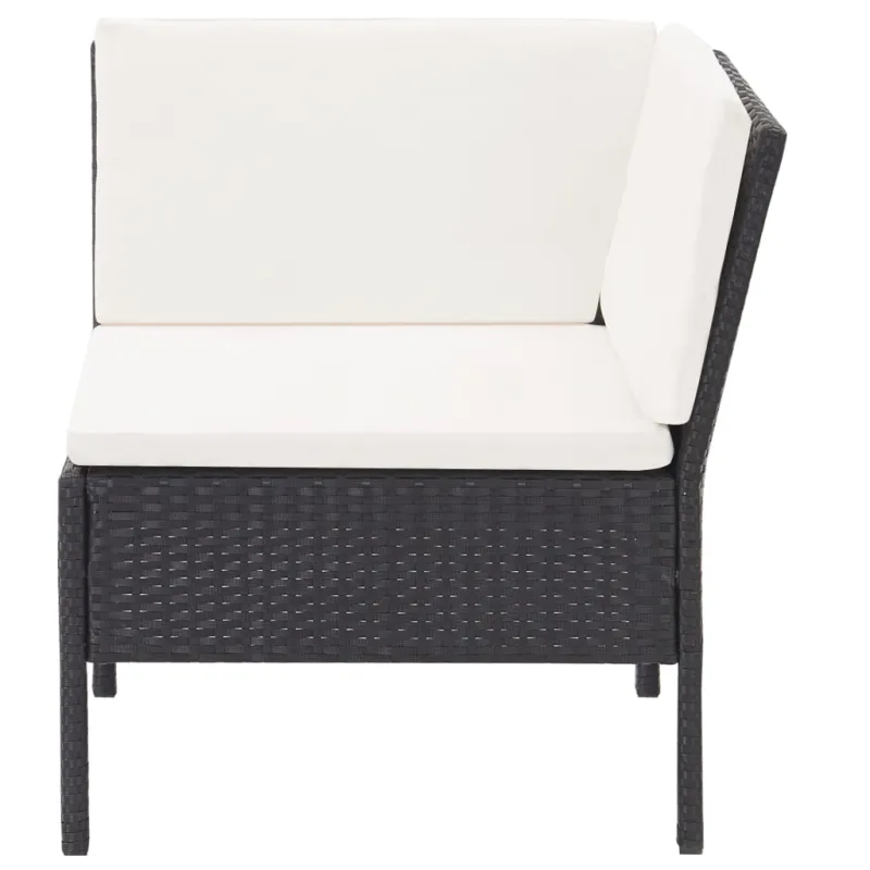 Sodo kompletti, 3 osaa, musta, rattan-tyylinen, tyynyt mukana
