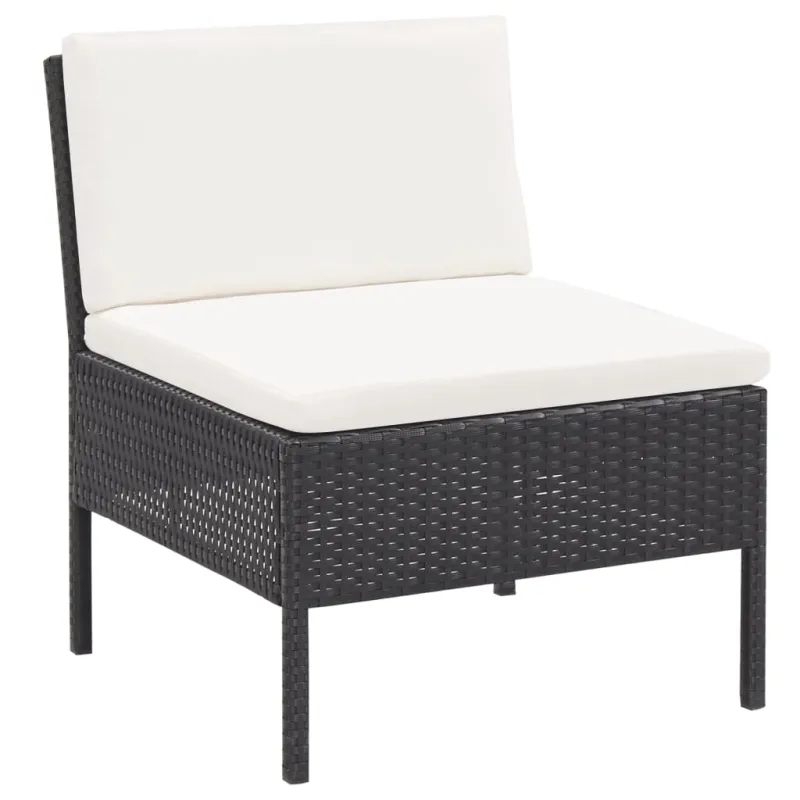 Sodo kompletti, 3 osaa, musta, rattan-tyylinen, tyynyt mukana