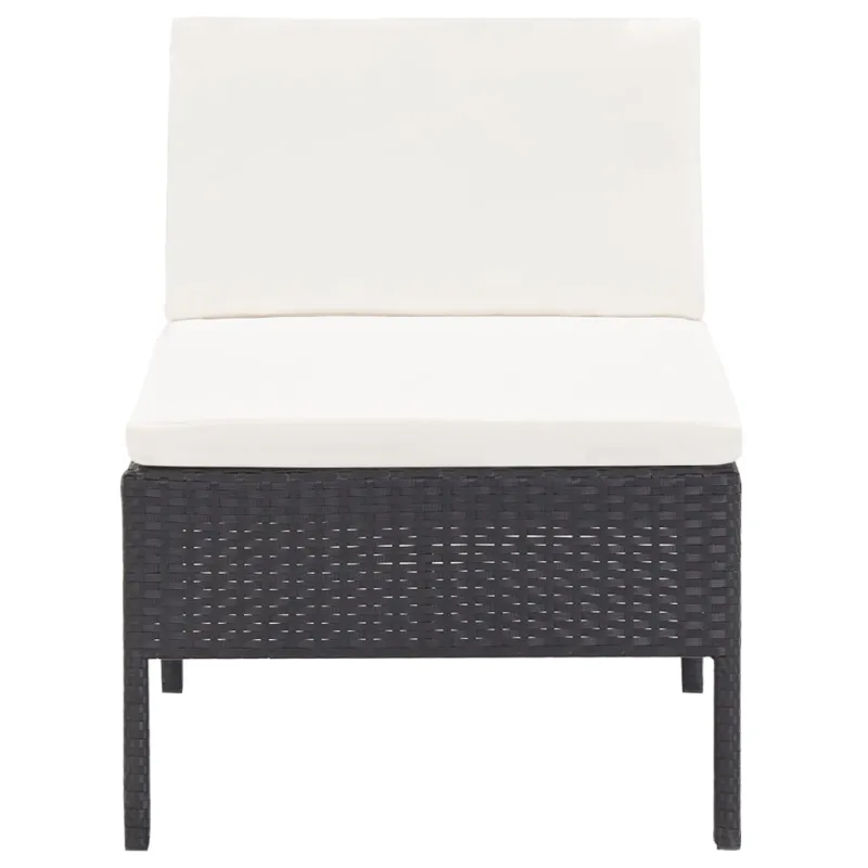 Sodo kompletti, 3 osaa, musta, rattan-tyylinen, tyynyt mukana