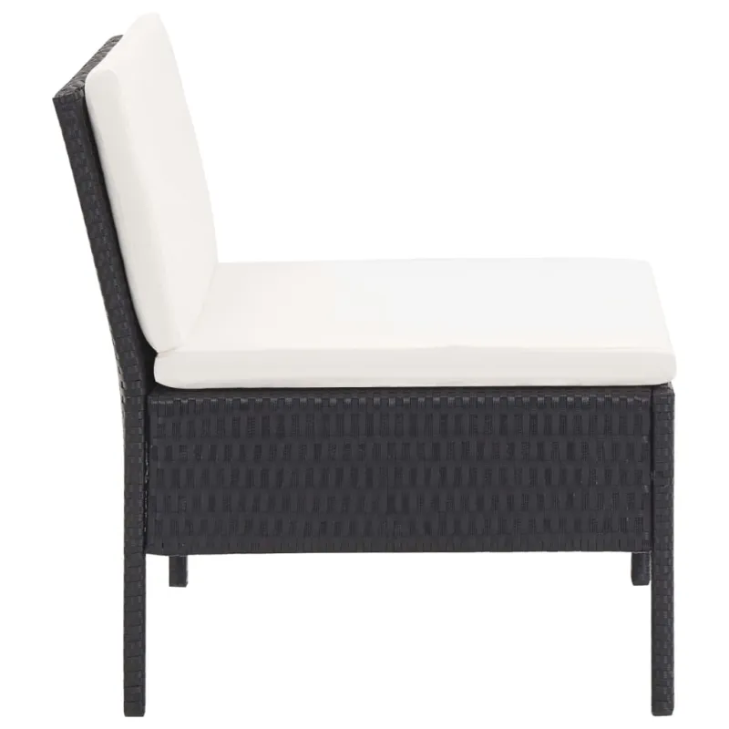 Sodo kompletti, 3 osaa, musta, rattan-tyylinen, tyynyt mukana