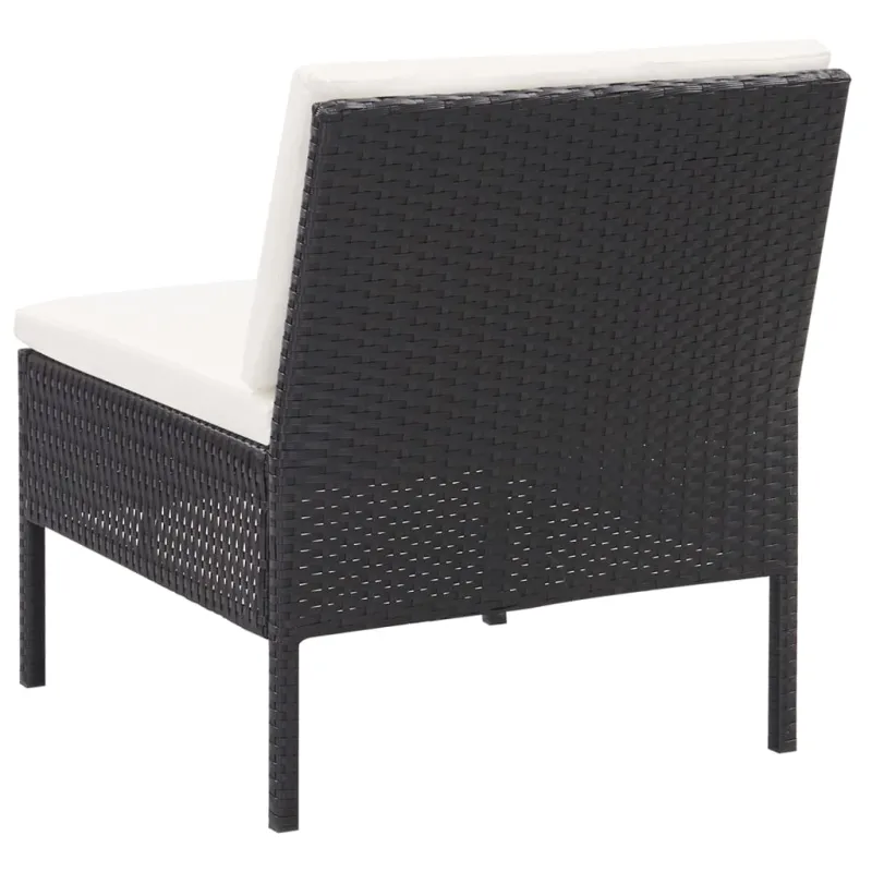 Sodo kompletti, 3 osaa, musta, rattan-tyylinen, tyynyt mukana