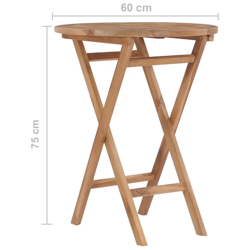 Sulankstettava puutarhapöytä, 60 cm, tikin puumateriaali
