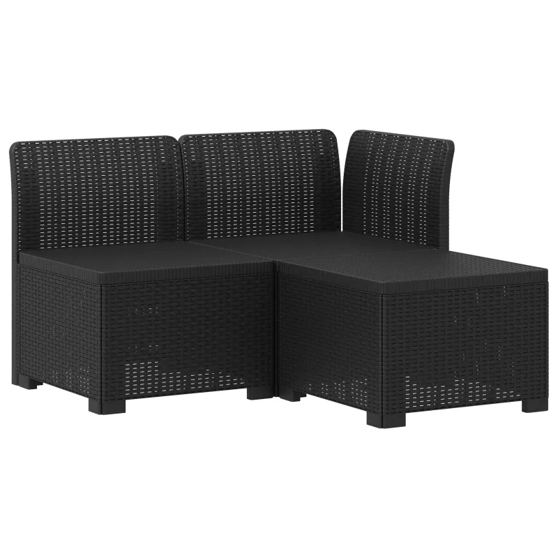 3- vietis Sodas Sofas Ratanas PP Antracito