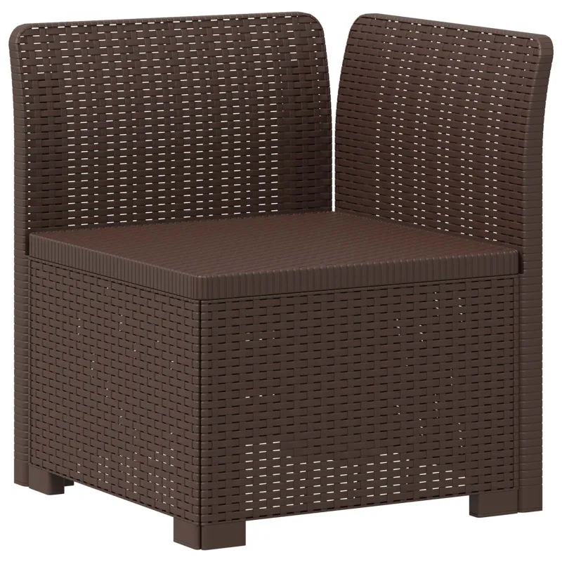 3- vietis Sodas Sofas Ratanas PP Ruda