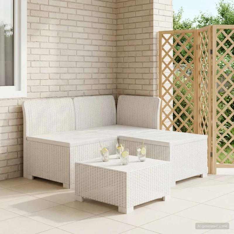 3- vietis Sodas Sofas Ratanas PP Balta