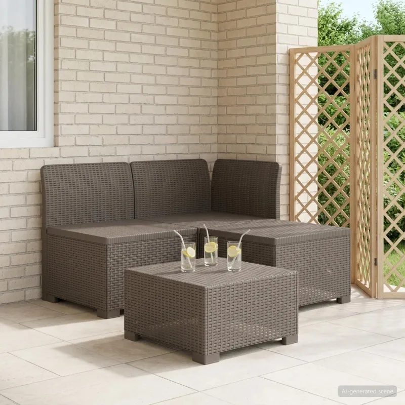 3- vietis Sodas Sofas Ratanas PP Šviesiai pilka