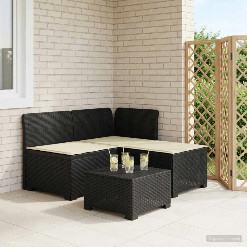 3-vietė sodo sofa su pagalvėlėmis, Rattan išvaizda PP Antracito