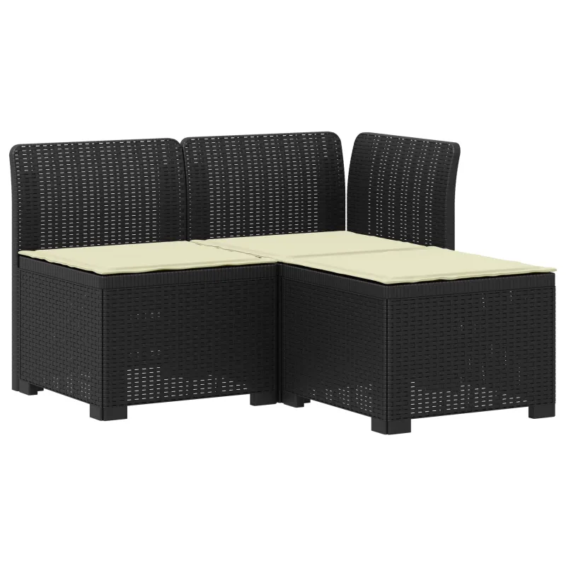 3-vietė sodo sofa su pagalvėlėmis, Rattan išvaizda PP Antracito