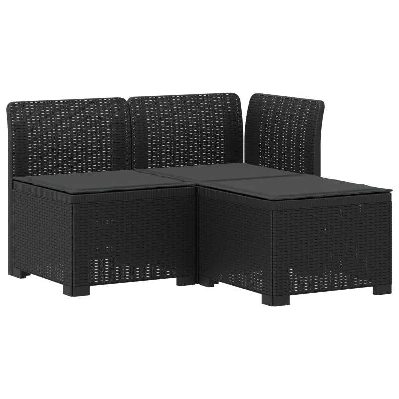3-vietė sodo sofa su pagalvėlėmis, Rattan išvaizda PP Antracito