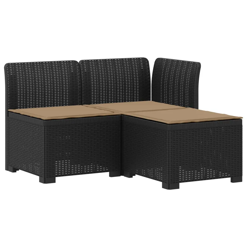 3-vietė sodo sofa su pagalvėlėmis, Rattan išvaizda PP Antracito