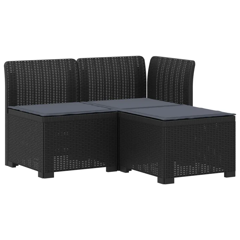3-vietė sodo sofa su pagalvėlėmis, Rattan išvaizda PP Antracito