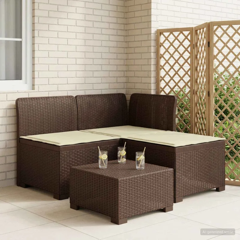 3-vietė sodo sofa su pagalvėlėmis, Rattan išvaizda PP Ruda