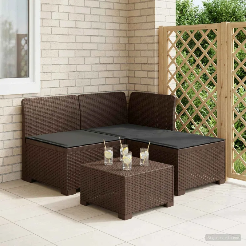 3-vietė sodo sofa su pagalvėlėmis, Rattan išvaizda PP Ruda