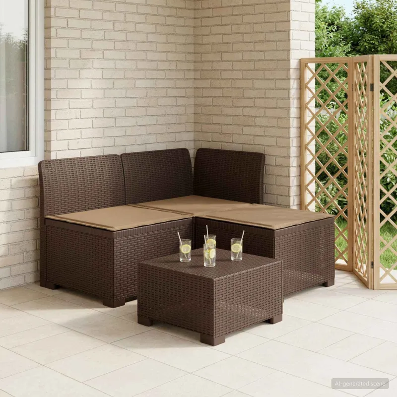 3-vietė sodo sofa su pagalvėlėmis, Rattan išvaizda PP Ruda