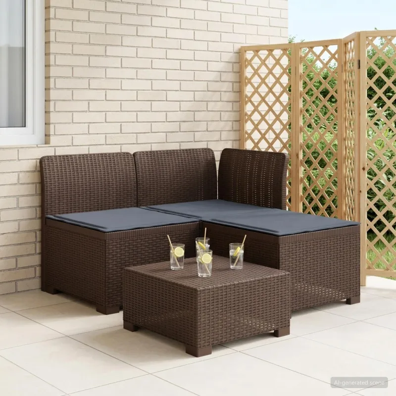 3-vietė sodo sofa su pagalvėlėmis, Rattan išvaizda PP Ruda