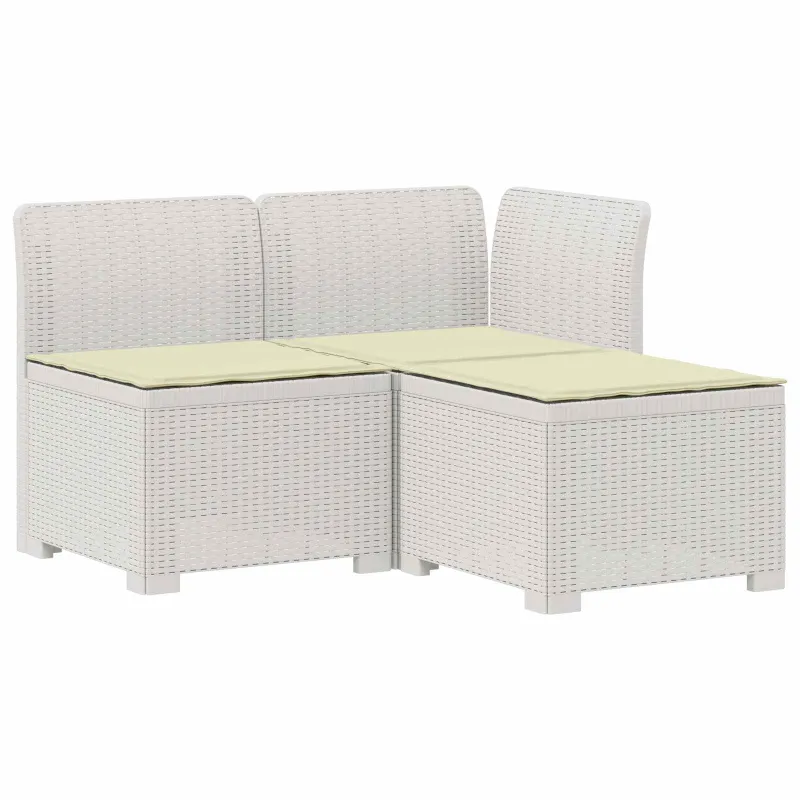 3-vietė sodo sofa su pagalvėlėmis, Rattan išvaizda PP Balta