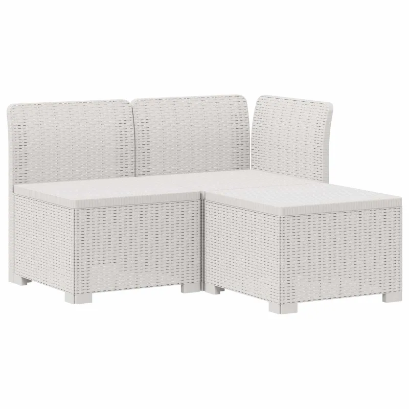 3-vietė sodo sofa su pagalvėlėmis, Rattan išvaizda PP Balta