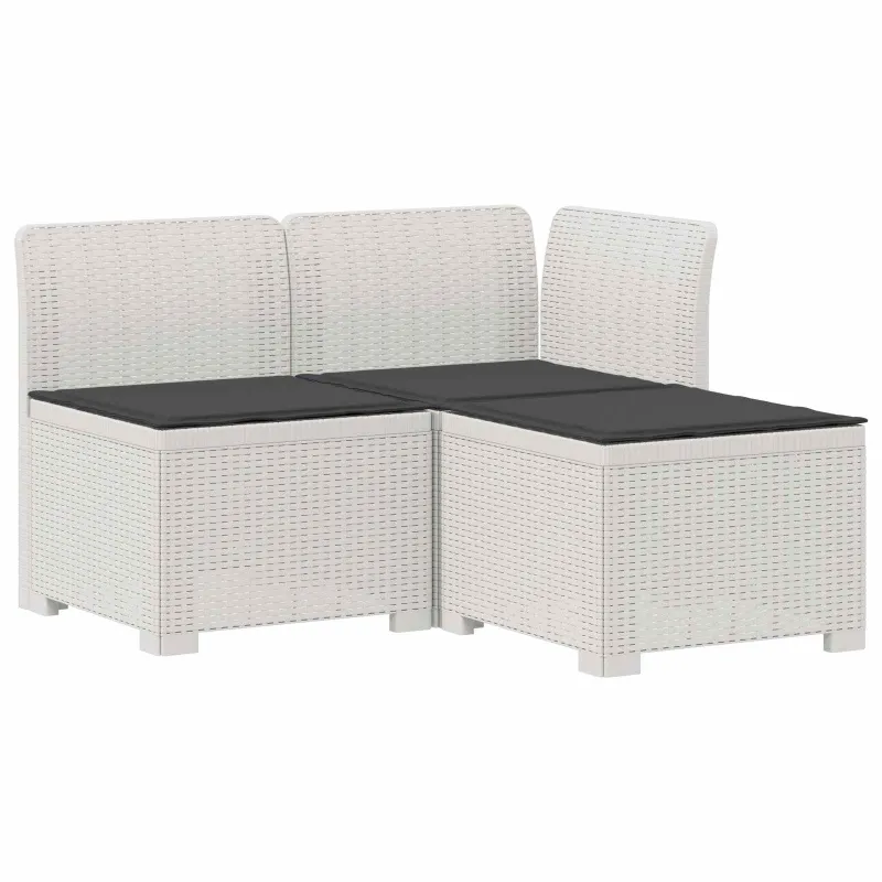 3-vietė sodo sofa su pagalvėlėmis, Rattan išvaizda PP Balta