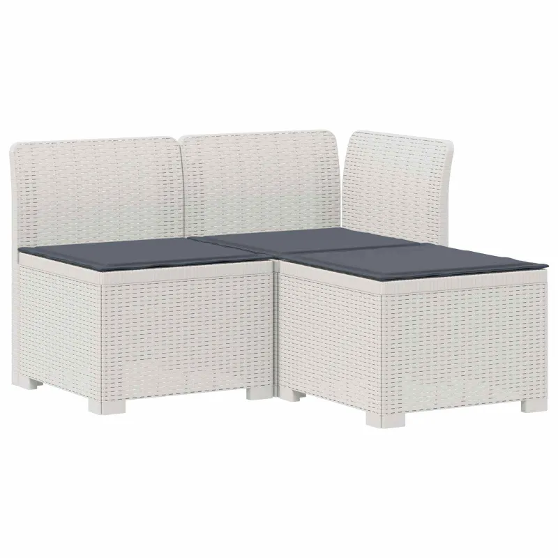 3-vietė sodo sofa su pagalvėlėmis, Rattan išvaizda PP Balta