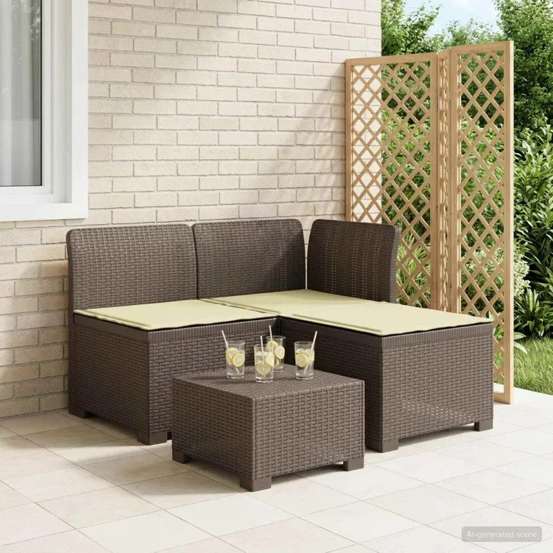 3-vietė sodo sofa su pagalvėlėmis, Rattan išvaizda PP