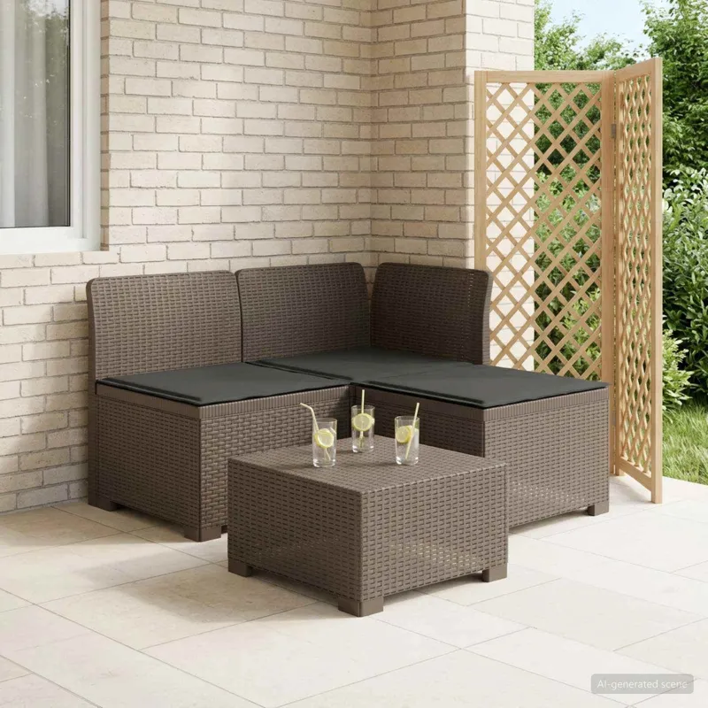 3-vietė sodo sofa su pagalvėlėmis, Rattan išvaizda PP