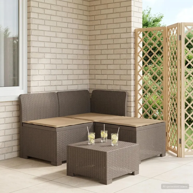 3-vietė sodo sofa su pagalvėlėmis, Rattan išvaizda PP