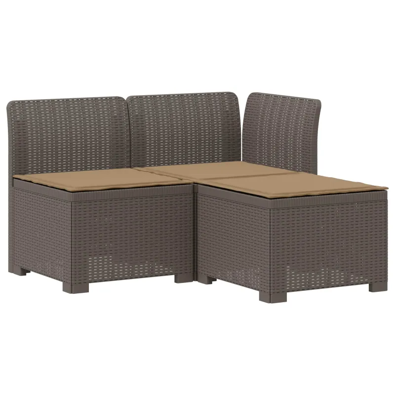 3-vietė sodo sofa su pagalvėlėmis, Rattan išvaizda PP