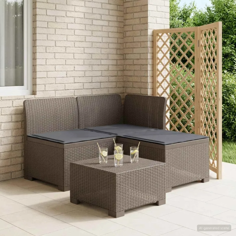 3-vietė sodo sofa su pagalvėlėmis, Rattan išvaizda PP