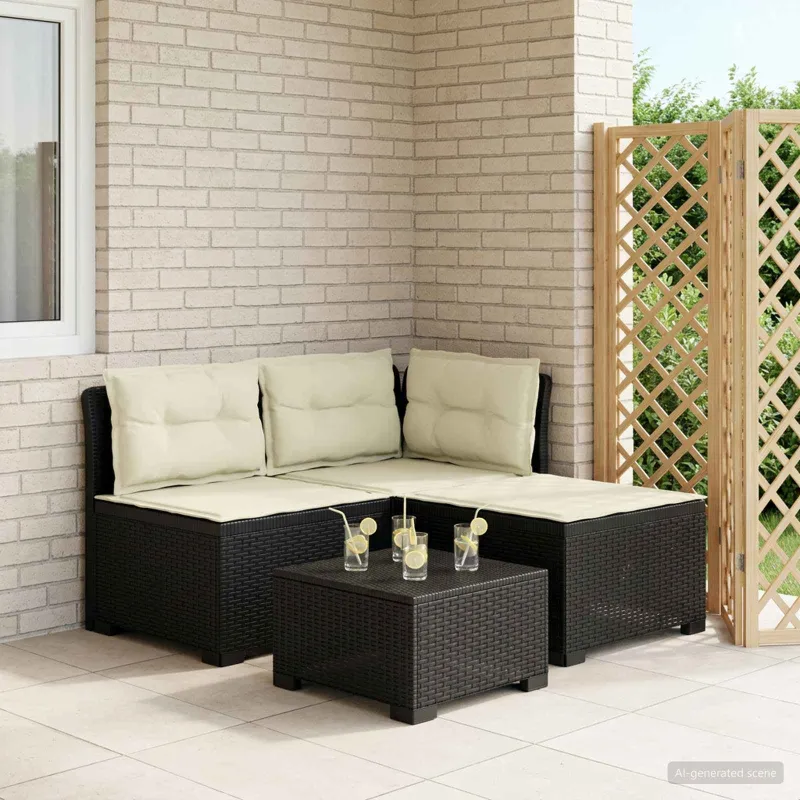 3-vietė sodo sofa su pagalvėlėmis, Rattan išvaizda PP Antracito