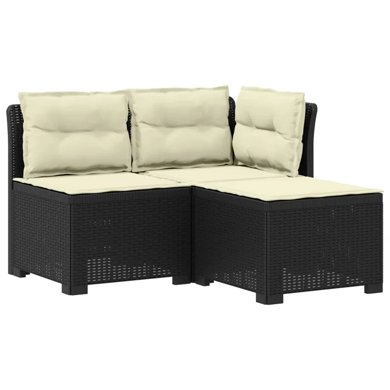 3-vietė sodo sofa su pagalvėlėmis, Rattan išvaizda PP Antracito