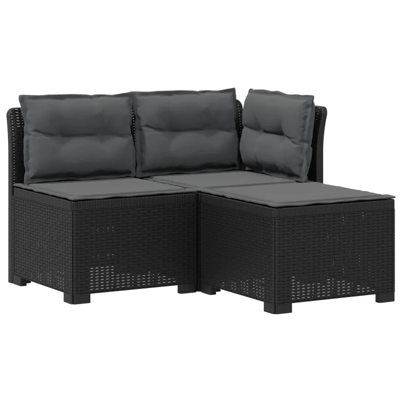 3-vietė sodo sofa su pagalvėlėmis, Rattan išvaizda PP Antracito