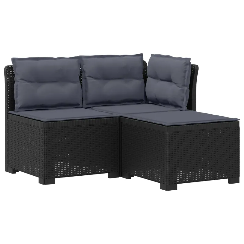 3-vietė sodo sofa su pagalvėlėmis, Rattan išvaizda PP Antracito