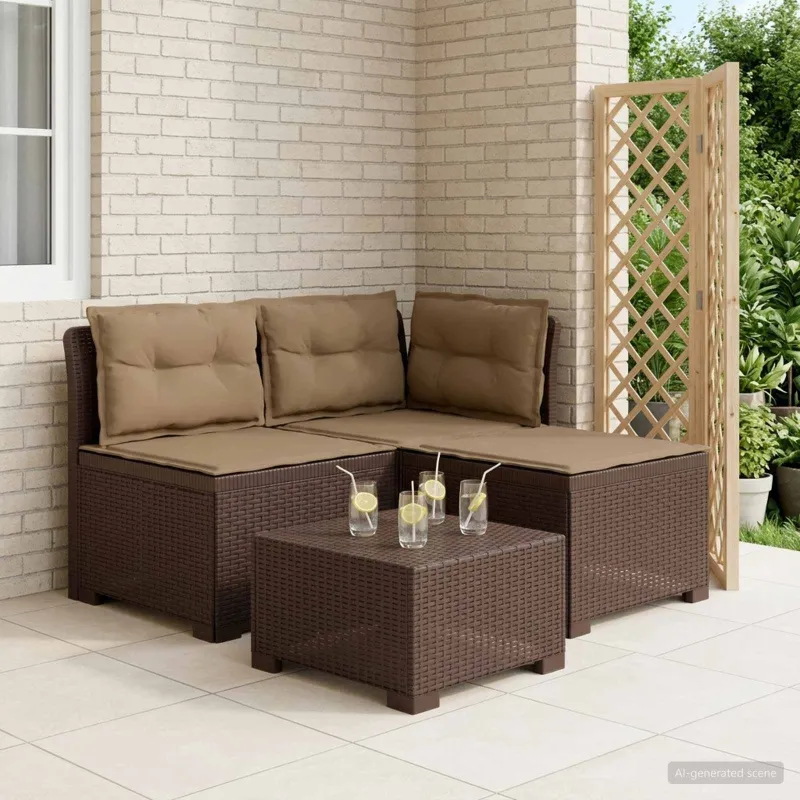 3-vietė sodo sofa su pagalvėlėmis, Rattan išvaizda PP Ruda