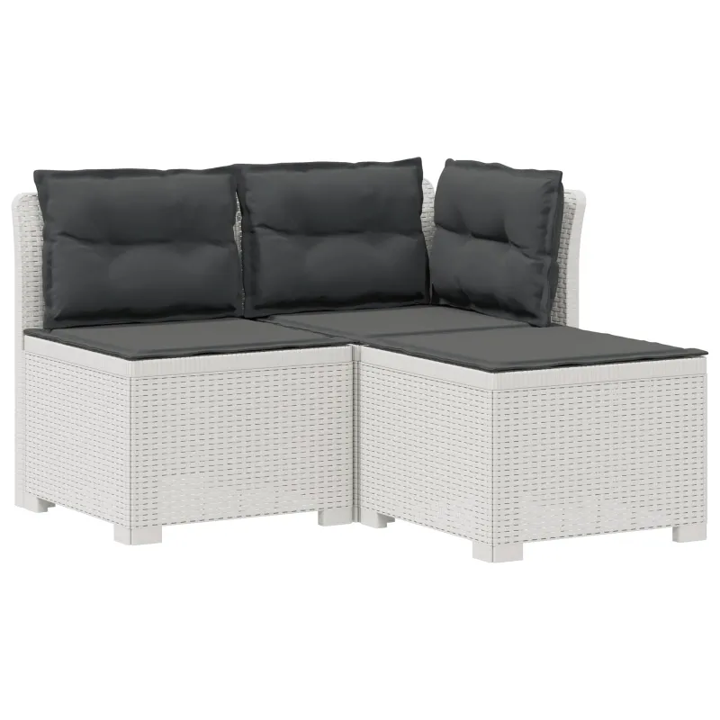 3-vietė sodo sofa su pagalvėlėmis, Rattan išvaizda PP Balta